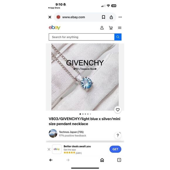 GIVENCHY SILVER NECKLACE with LIGHT BLUE STONE - Picture 4 of 6